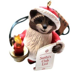 Hallmark Raccoon Keepsake Ornament 1992 Collectors Club anthropomorphic santa